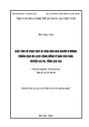 Bảo tồn và phát huy di sản văn hóa người H’mông thông qua du lịch cộng đồng ở bản Sín chải, huyện Sa pa, tỉnh Lào Cai