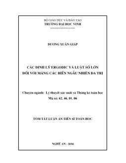 Các định lý ergodic và luật số lớn đối với mảng các biến ngẫu nhiên đa trị