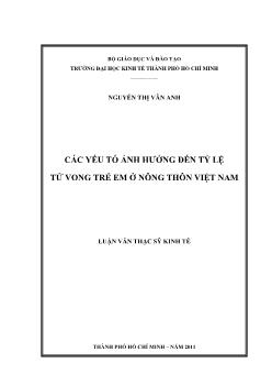 Các yếu tố ảnh hưởng đến tỷ lệ tử vong trẻ em ở nông thôn Việt Nam