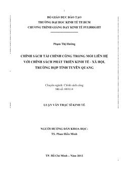 Chính sách tài chính công trong mối liên hệ với chính sách phát triển kinh tế - Xã hội, trường hợp tỉnh Tuyên Quang