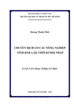 Chuyển dịch cơ cấu nông nghiệp tỉnh Đăk lăk thời kì hội nhập