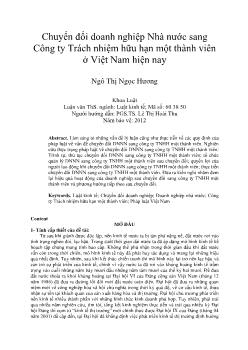 Chuyển đổi doanh nghiệp nhà nước sang công ty trách nhiệm hữu hạn một thành viên ở Việt Nam hiện nay