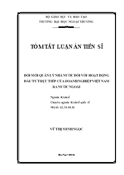 Đổi mới quản lý nhà nước đối với hoạt động đầu tư trực tiếp của doanh nghiệp Việt Nam ra nước ngoài