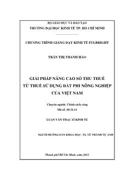 Giải pháp nâng cao số thu thuế từ thuế sử dụng đất phi nông nghiệp cùa Việt Nam