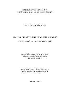 Giải số phương trình vi phân đại số bằng phương pháp đa bước