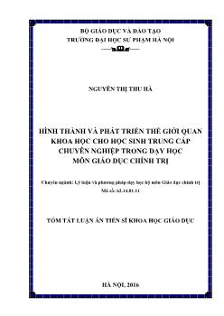 Hình thành và phát triển thế giới quan khoa học cho học sinh trung cấp chuyên nghiệp trong dạy học môn giáo dục chính trị