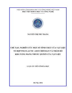 Luận án Chế tạo, nghiên cứu một số tính chất của vật liệu tổ hợp polylactic axit/chitosan và thăm dõ khả năng mang thuốc quinin của vật liệu