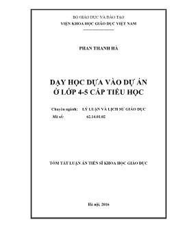 Luận án Dạy học dựa vào dự án ở lớp 4 - 5 cấp tiểu học