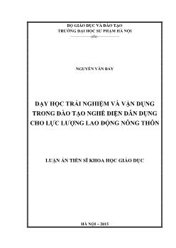 Luận án Dạy học trải nghiệm và vận dụng trong đào tạo nghề điện dân dụng cho lực lượng lao động nông thôn