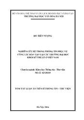 Luận án Nghiên cứu hệ thống thông tin phục vụ công tác đào tạo tại các trường đại học khối kỹ thuật ở Việt Nam (Chuyên ngành: Khoa học Thông tin - Thư viện)