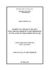 Luận án Nghiên cứu mối quan hệ giữa tăng trưởng kinh tế và bất bình đẳng ở vùng kinh tế trọng điểm trung bộ