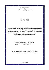 Luận án Nghiên cứu nồng độ lipoprotein-Associated phospholipase A2 huyết thanh ở bệnh nhân nhồi máu não giai đoạn cấp