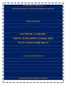 Luận án Nguyễn Du và Đỗ Phủ - Những tương đồng và khác biệt về tư tưởng nghệ thuật