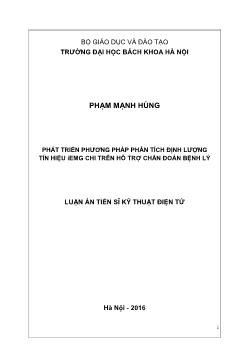 Luận án Phát triển phương pháp phân tích định lượng tín hiệu Iemg chi trên hỗ trợ chẩn đoán bệnh lý