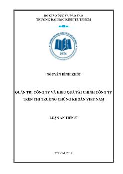 Luận án Quản trị công ty và hiệu quả tài chính công ty trên thị trường chứng khoán Việt Nam