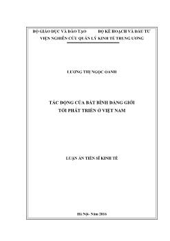 Luận án Tác động của bất bình đẳng giới tới phát triển ở Việt Nam