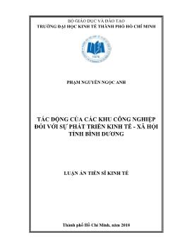 Luận án Tác động của các khu công nghiệp đối với sự phát triển kinh tế - Xã hội tỉnh Bình Dương