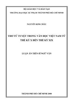 Luận án Thơ tứ tuyệt trong văn học Việt Nam từ thế kỷ X đến thế kỷ XIX