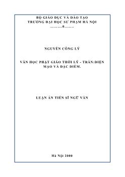 Luận án Văn học phật giáo thời lý - Trần:diện mạo và đặc điểm