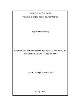 Luận văn An toàn môi trường trong tái đinh cư dân vùng hồ thuỷ điện Na Hang – Tuyên Quang