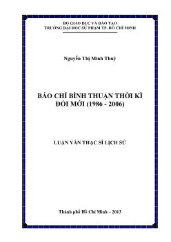 Luận văn Báo chí bình thuận thời kì đổi mới (1986 - 2006)