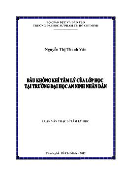 Luận văn Bầu không khí tâm lý của lớp học tại trường đại học an ninh nhân dân