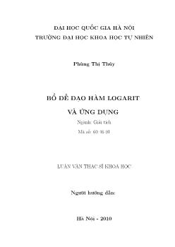 Luận văn Bổ đề đạo hàm logarit và ứng dụng