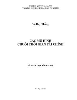 Luận văn Các mô hình chuỗi thời gian tài chính