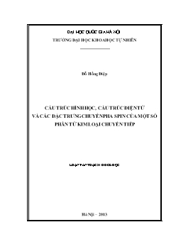 Luận văn Cấu trúc hình học, cấu trúc điện tử và các đặc trưng chuyển pha spin của một số phân tử kim loại chuyển tiếp