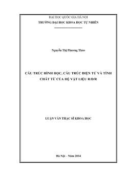 Luận văn Cấu trúc hình học, cấu trúc điện tử và tính chất từ của hệ vật liệu r / d / r