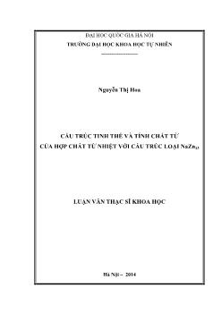 Luận văn Cấu trúc tinh thể và tính chất từ của hợp chất từ nhiệt với cấu trúc loại Nazn13