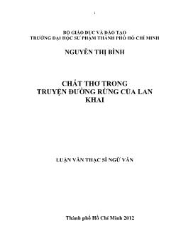 Luận văn Chất thơ trong truyện đường rừng của Lan Khai