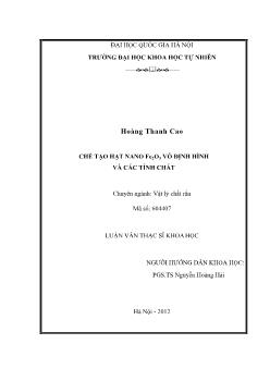 Luận văn Chế tạo hạt nano Fe2O3 vô định hình và các tính chất