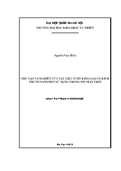 Luận văn Chế tạo và nghiên cứu vật liệu ô xít kim loại có kích thước nanomét sử dụng trong pin mặt trời