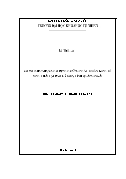 Luận văn Cơ sở khoa học cho định hướng phát triển kinh tế sinh thái tại đảo Lý sơn, tỉnh Quảng Ngãi