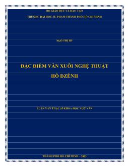 Luận văn Đặc điểm văn xuôi nghệ thuật hồ dzếnh