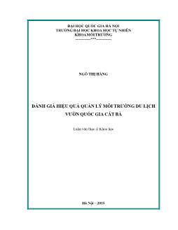 Luận văn Đánh giá hiệu quả quản lý môi trường du lịch vườn quốc gia Cát Bà