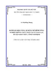Luận văn Đánh giá khả năng áp dụng mô hình nông nghiệp không chất thải ở xã Giao lạc, huyện Giao thủy, tỉnh Nam Định