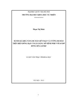 Luận văn Đánh giá khả năng dự báo qũy đạo và cƣờng độ bão trên biển đông hạn 5 ngày bằng mô hình wrf với sơ đồ đồng hóa letkf