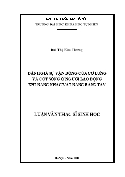 Luận văn Đánh giá sự vận động của cơ lưng và cột sống ở người lao động khi nâng nhấc vật nặng bằng tay