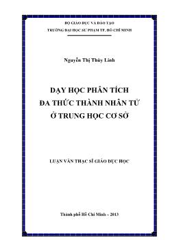 Luận văn Dạy học phân tích đa thức thành nhân tử ở trung học cơ sở