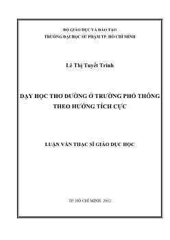 Luận văn Dạy học thơ đường ở trường phổ thông theo hướng tích cực