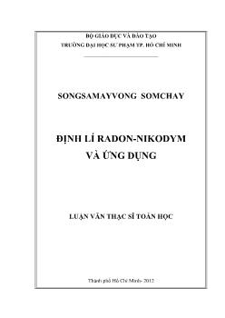 Luận văn Định lí radon - Nikodym và ứng dụng