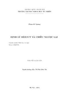 Luận văn Định lý bézout và chiều ngược lại (Chuyên ngành: Hình học và tôpô)