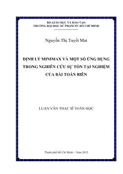 Luận văn Định lý minimax và một số ứng dụng trong nghiên cứu sự tồn tại nghiệm của bài toán biên