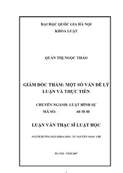 Luận văn Giám đốc thẩm: một số vấn đề lý luận và thực tiễn