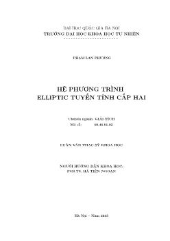 Luận văn Hệ phương trình elliptic tuyến tính cấp hai (chuyên ngành: Giải tích)