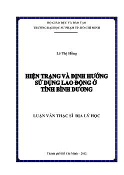 Luận văn Hiện trạng và định hướng sử dụng lao động tỉnh Bình Dương