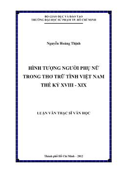 Luận văn Hình tượng người phụ nữ trong thơ trữ tình Việt Nam thế kỷ XVIII - XIX