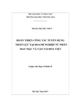 Luận văn Hoàn thiện công tác tuyển dụng nhân lực tại doanh nghiệp tư nhân may mặc và vận tải Hoa Việt